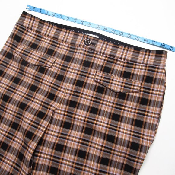 Anthropologie Maeve Flared Plaid Pants Black Motif - Size 16 Petite 16P - Picture 6 of 12